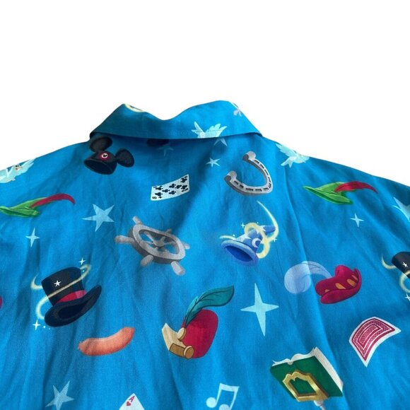 Disney 100 Character Icons Allover Print Woven Button-Up Shirt Top Small Men's - Picture 6 of 11